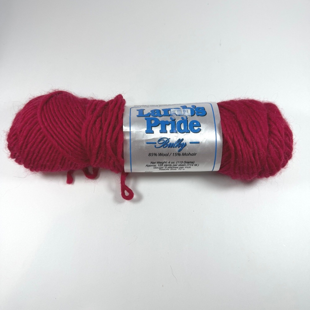Brown Sheep Lambs Pride Bulky Wool Mohair‎ Yarn Blue Blood Red Partial Skein